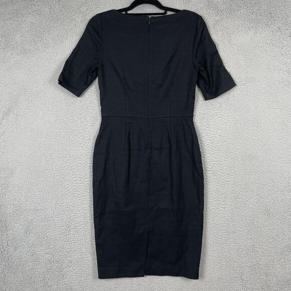Boden Dress Womens 4 Black Sheath Short Sleeve Structured Work Office Cotton - Picture 2 of 8